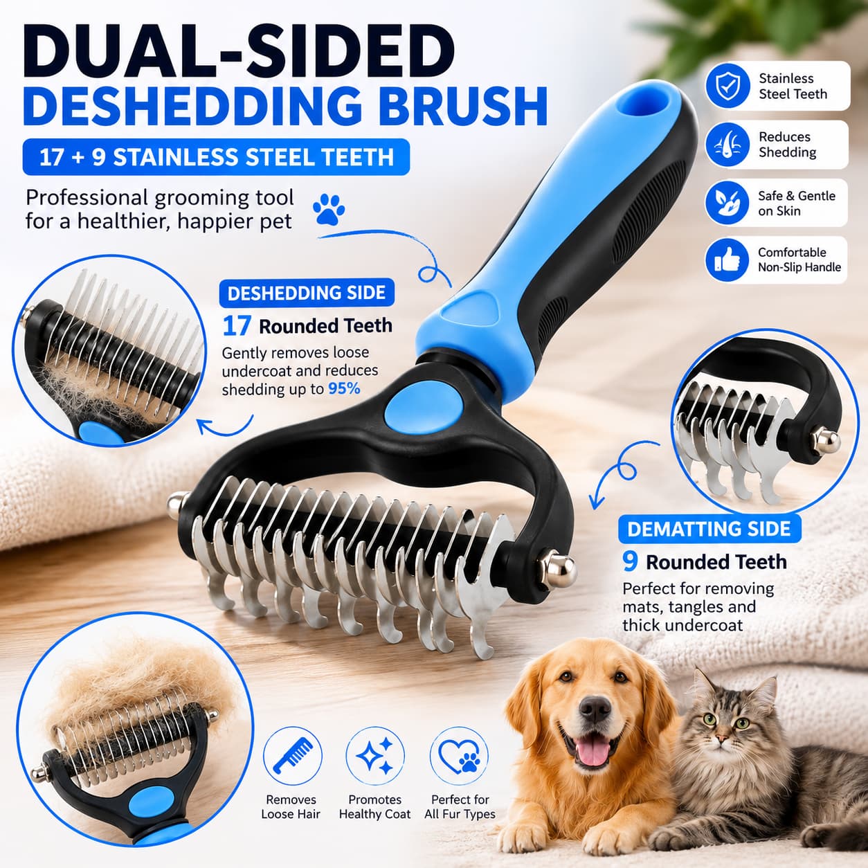 ProShed Deshedding Comb — Dogs & Cats
