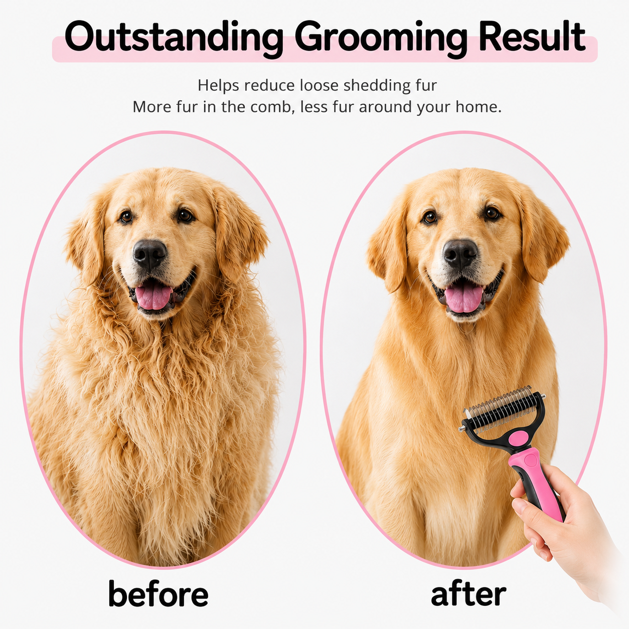 ProShed Undercoat Deshedding Comb for Dogs & Long-Haired Cats